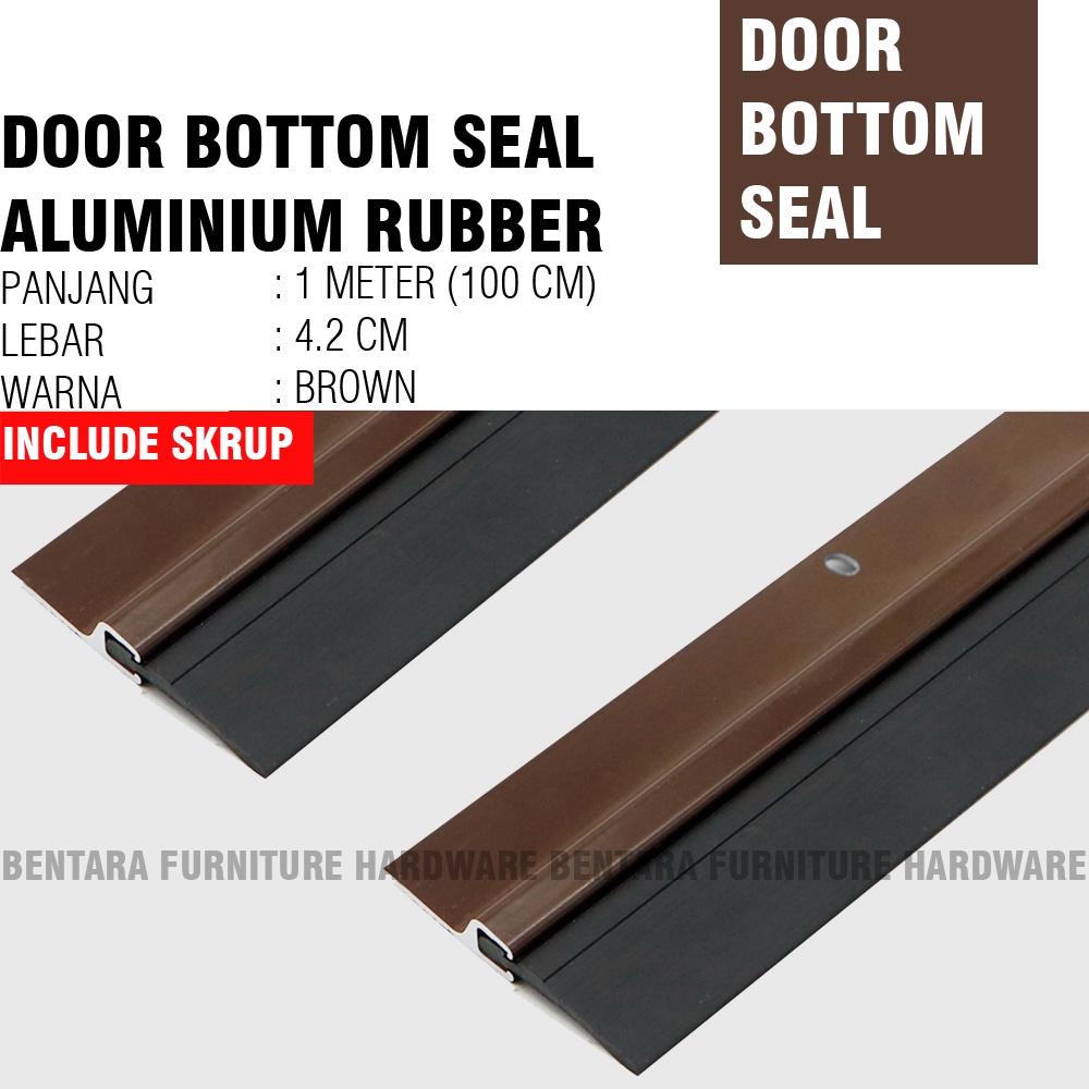 ALUMINIUM DOOR BOTTOM SEAL STRIP BROWN - RUBBER COKLAT KARET - PENUTUP CELAH BAWAH PINTU ALU ANTI DEBU PENGEDAP SERANGGA SUARA