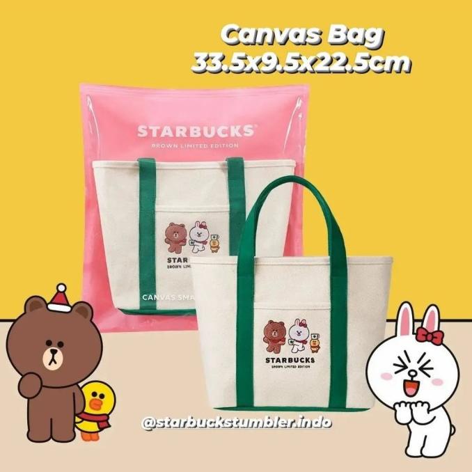 STARBUCKS X LINE FRIENDS MINI TOTE BAG BROWN CONNY SALLY BEAR TAS RARE DC45DFC6