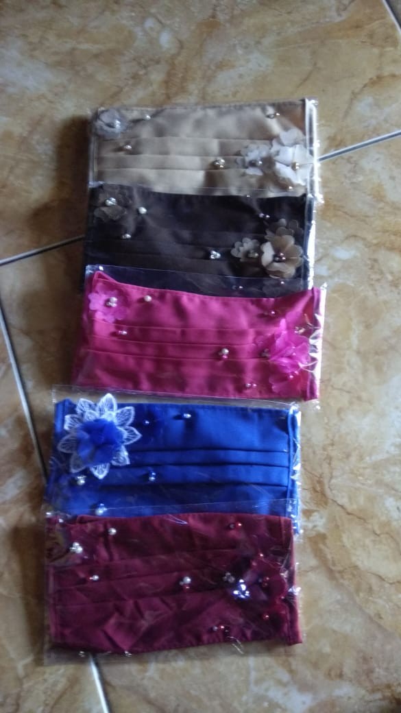 Masker Hijab Headloop Kain Oxford Fashion Organza