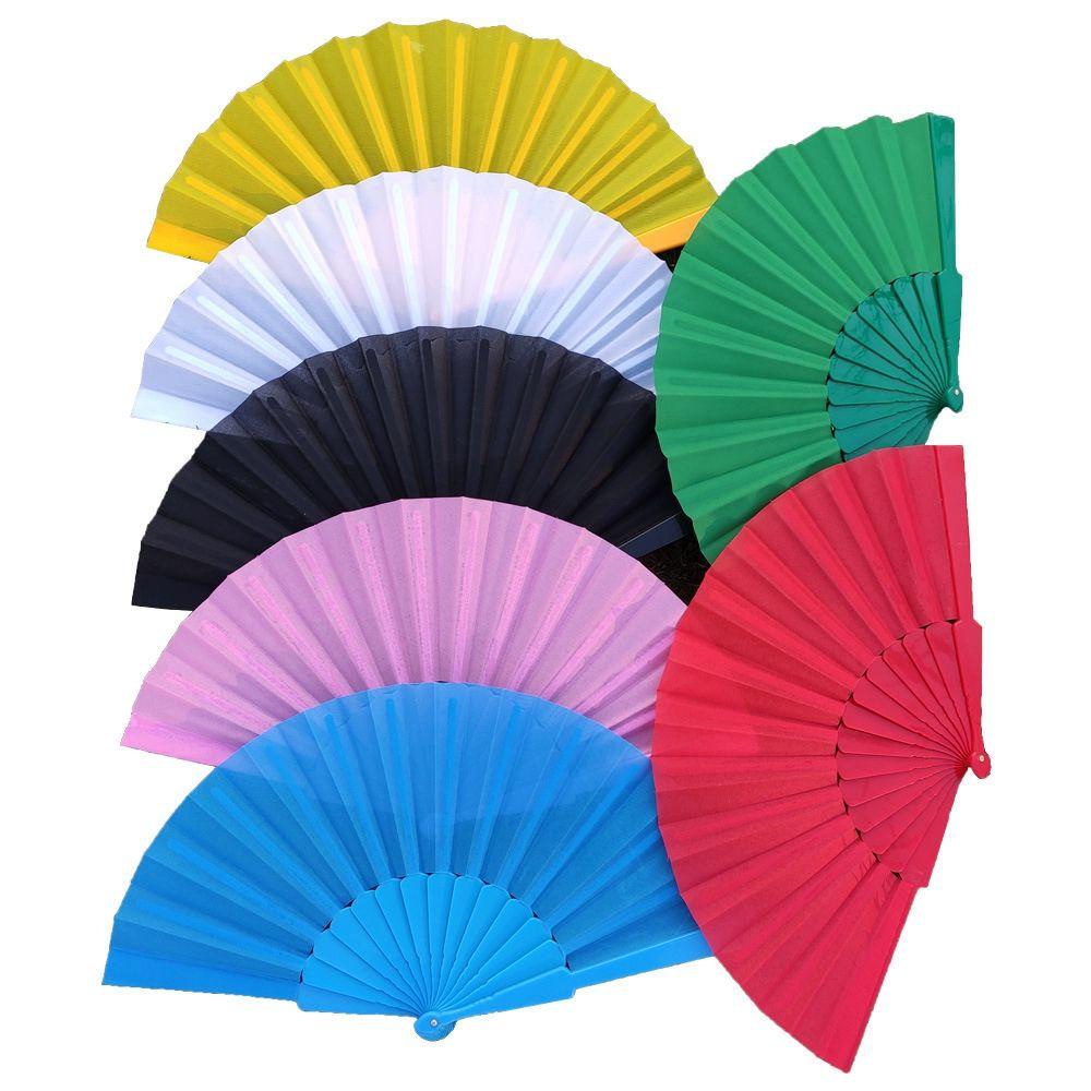 NEEDWAY Kipas Angin Lipat Portable Gaya China Nikmat Pesta Warna Solid Plastik Persegi Dance Props Craft Fan