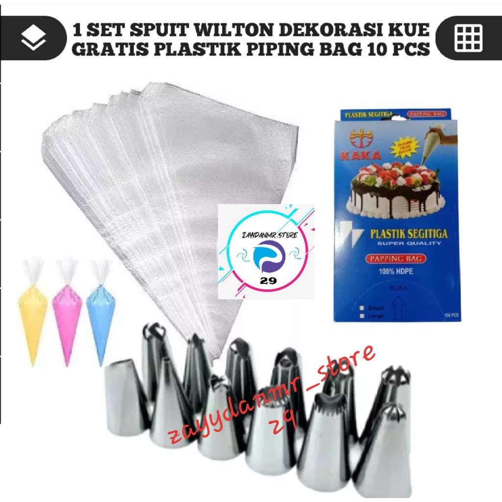 10pcs spuit wilton lokal spuit kue Tart free plastik segi tiga 10pcs / alat dekor kue dll