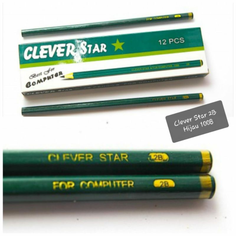 

pencil pensil kayu 2B CLEVER STAR Hijau 1008 harga per 144 biji