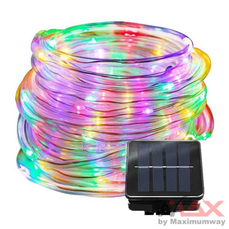 Lampu Selang String LED Tumblr Natal Lampu Pohon RGB Multi Warna 100 LED 12 Meter Tenaga Surya