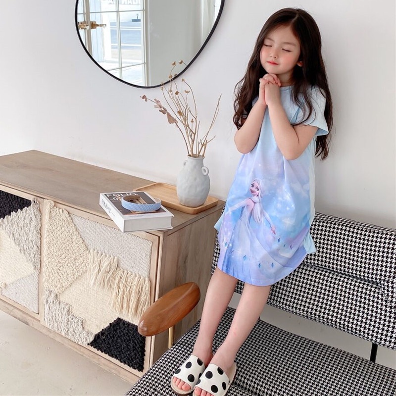 babyfit baju elsa dress BLUE frozen gaun mini anak perempuan import ds-804
