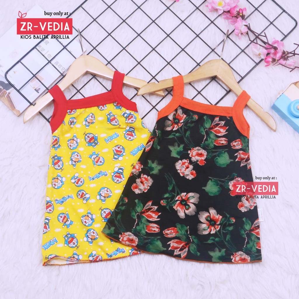 Tanktop Dress Bayi 0-12 Bulan / Baju Tidur Baby Adem Bahan Kaos Daster Meylan Dres Anak Perempuan kiosbalitaaprilia