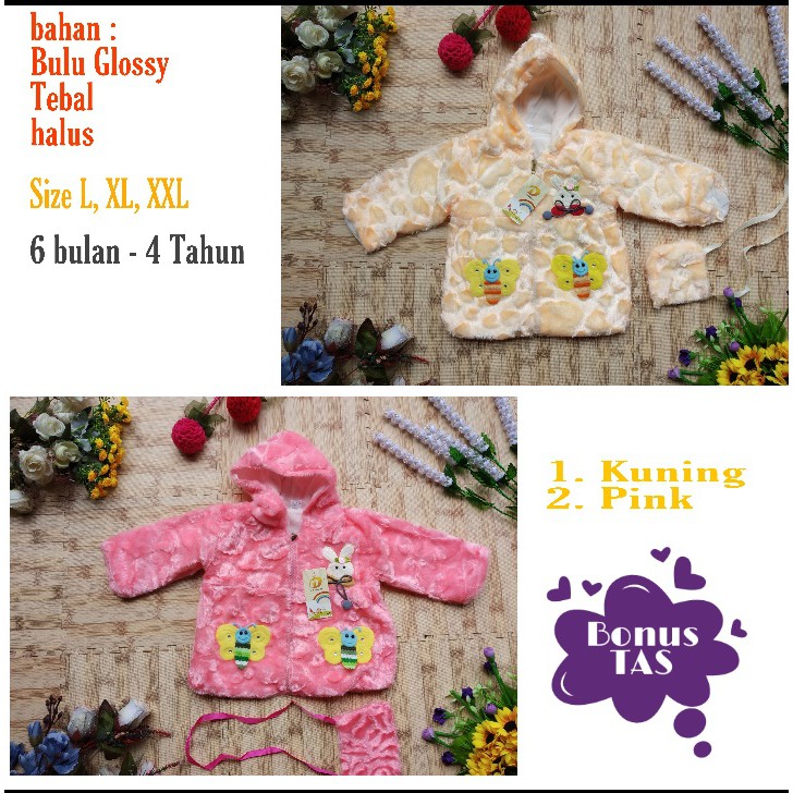 Jaket Bulu Glossy Anak Perempuan