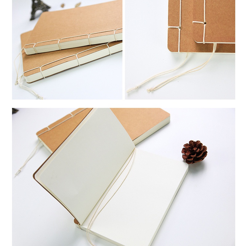 Buku Notebook / Catatan / Sketsa Kertas Kraft Retro Handmade Ukuran A5 Untuk Stationery Sekolah / Kantor