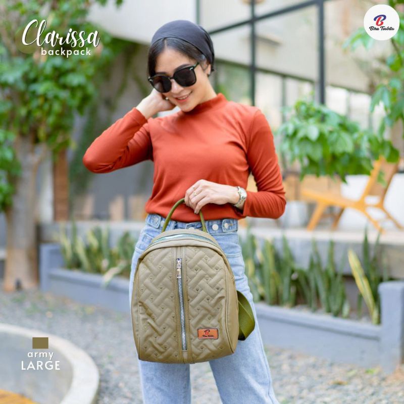 CLARISSA BAG BY BIRU TSABITA BAHAN CHOCOLY KOMBINASI BORDIR ANTI AIR RANSEL JUMBO