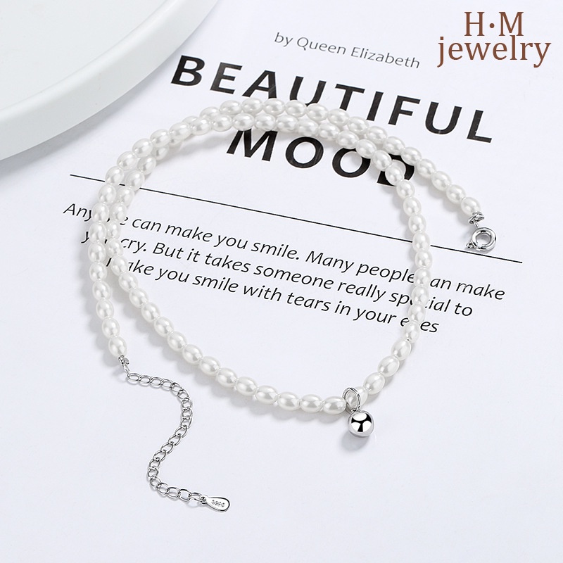 2022 Kalung Rantai Dengan Liontin Bulat Berasmutiara Simpel Untuk Wanita