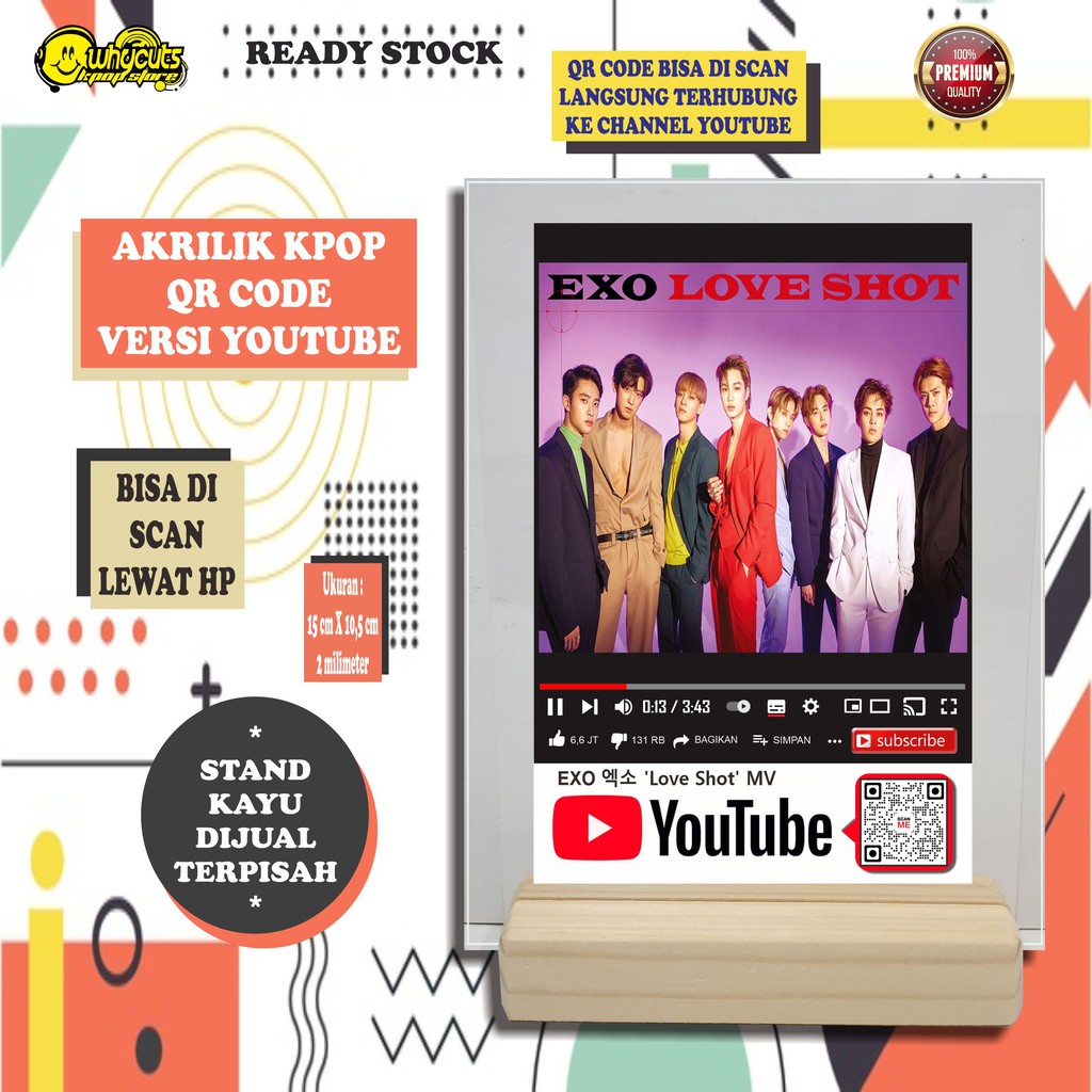 AKRILIK KPOP QR CODE YOUTUBE SCAN (READY STOK) BARU...