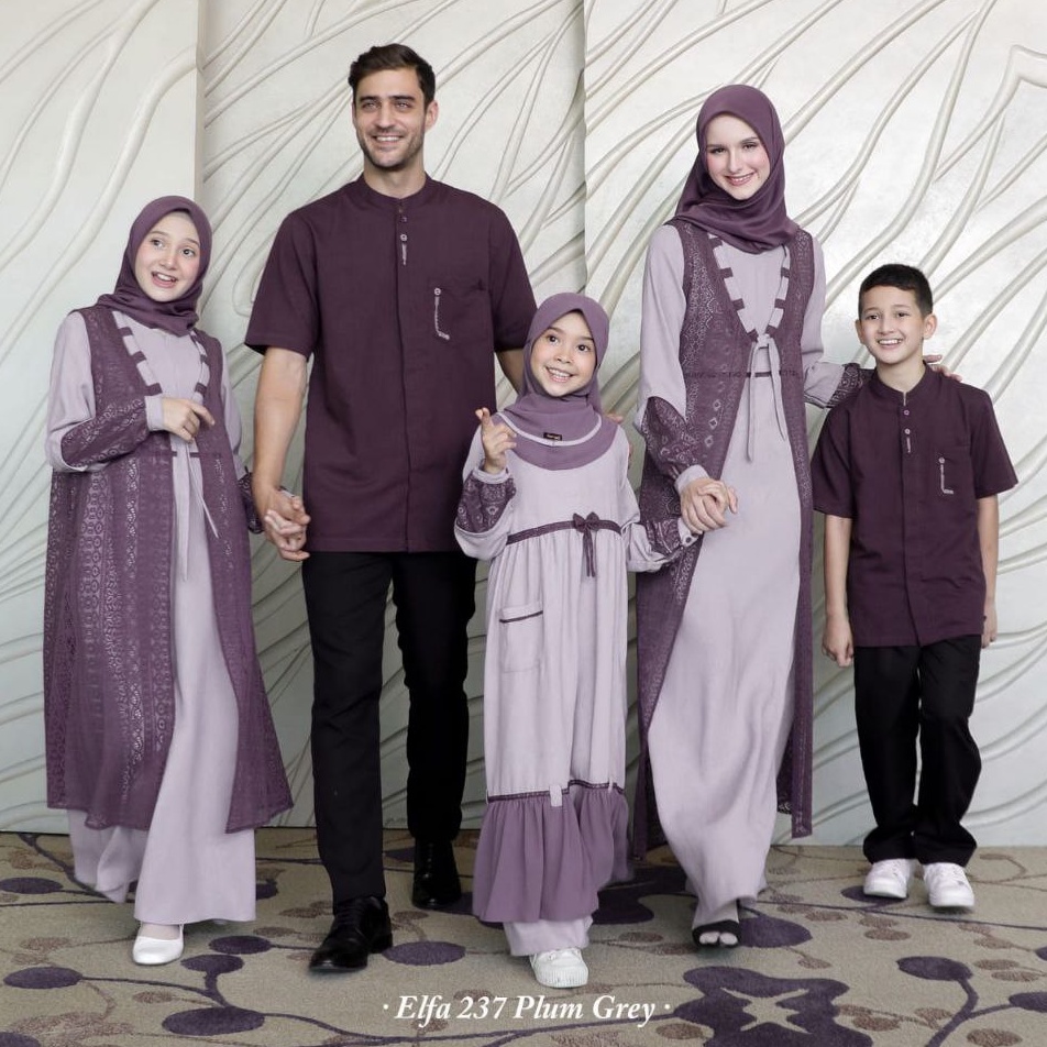 BAJU SARIMBIT KELUARGA TERBARU 2022 / SARIMBIT ETHICA ELFA 237 PLUM GREY / SARIMBIT COUPLE KELUARGA 
