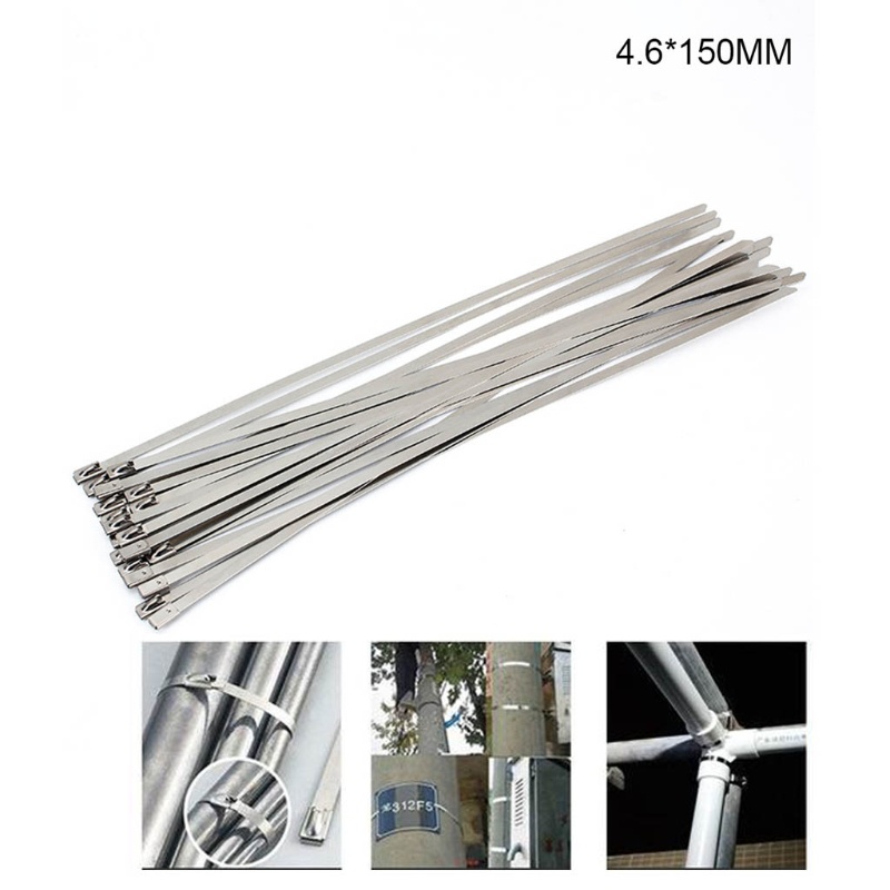 100 Pcs Cable Zip Ties 304 Stainless Steel 12" Exhaust Wrap Coated Metal Locking