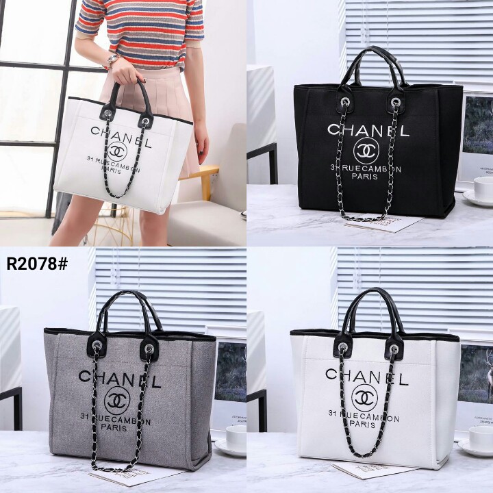 chanel canvas deauville tote