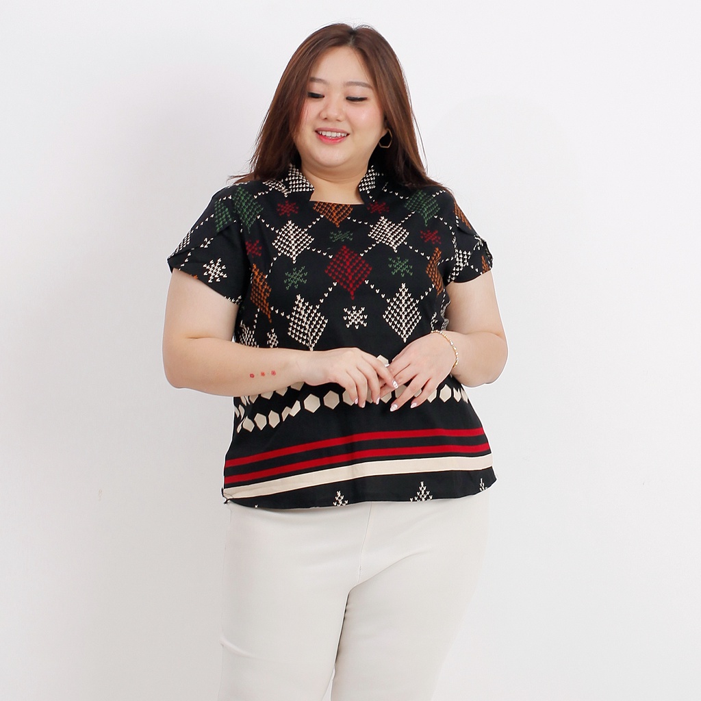 ATASAN BLOUSE BATIK WANITA BIG SIZE 569-Black