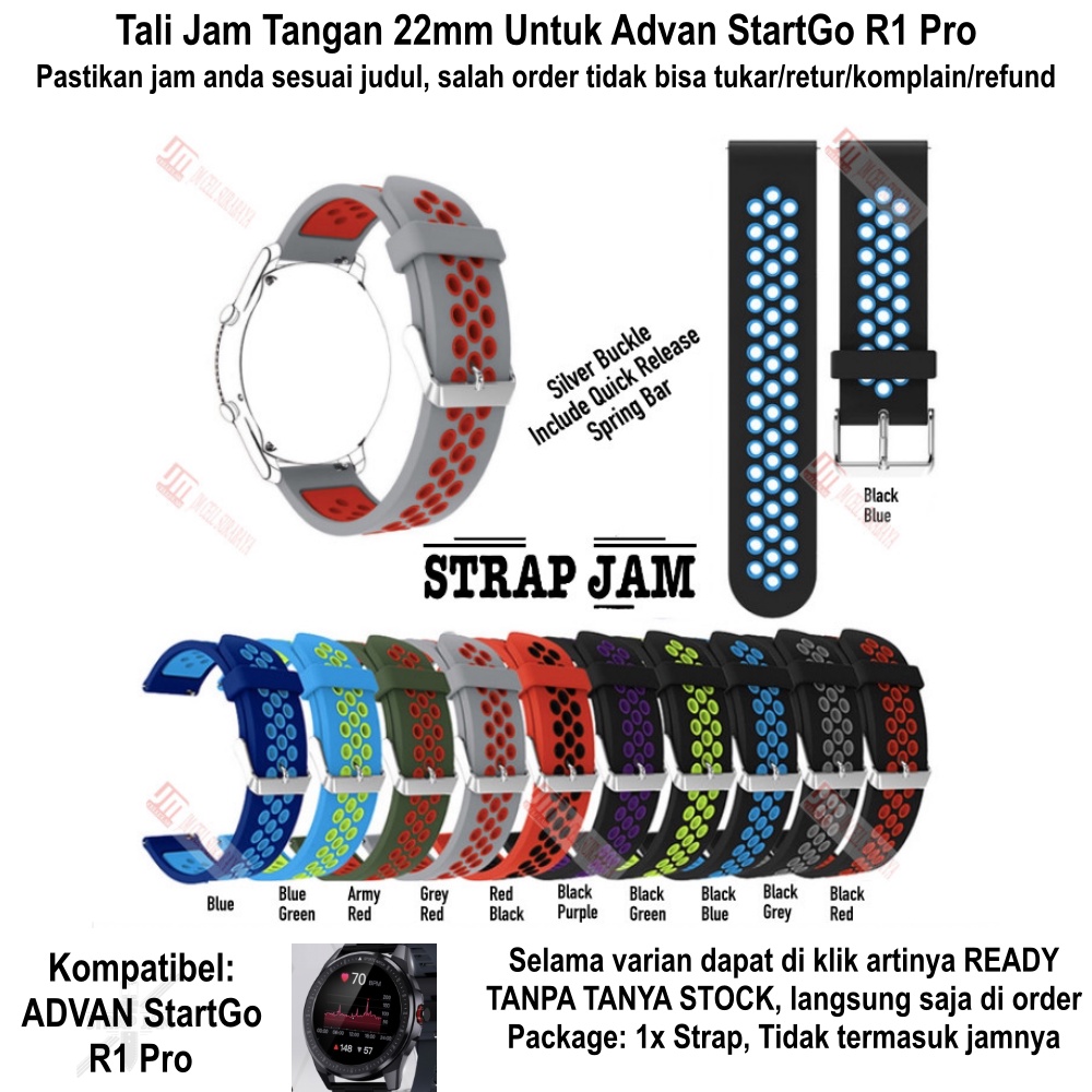 NSB Tali Jam Tangan Advan StartGo R1 Pro - Strap 22mm Rubber Silikon Sporty Breathable