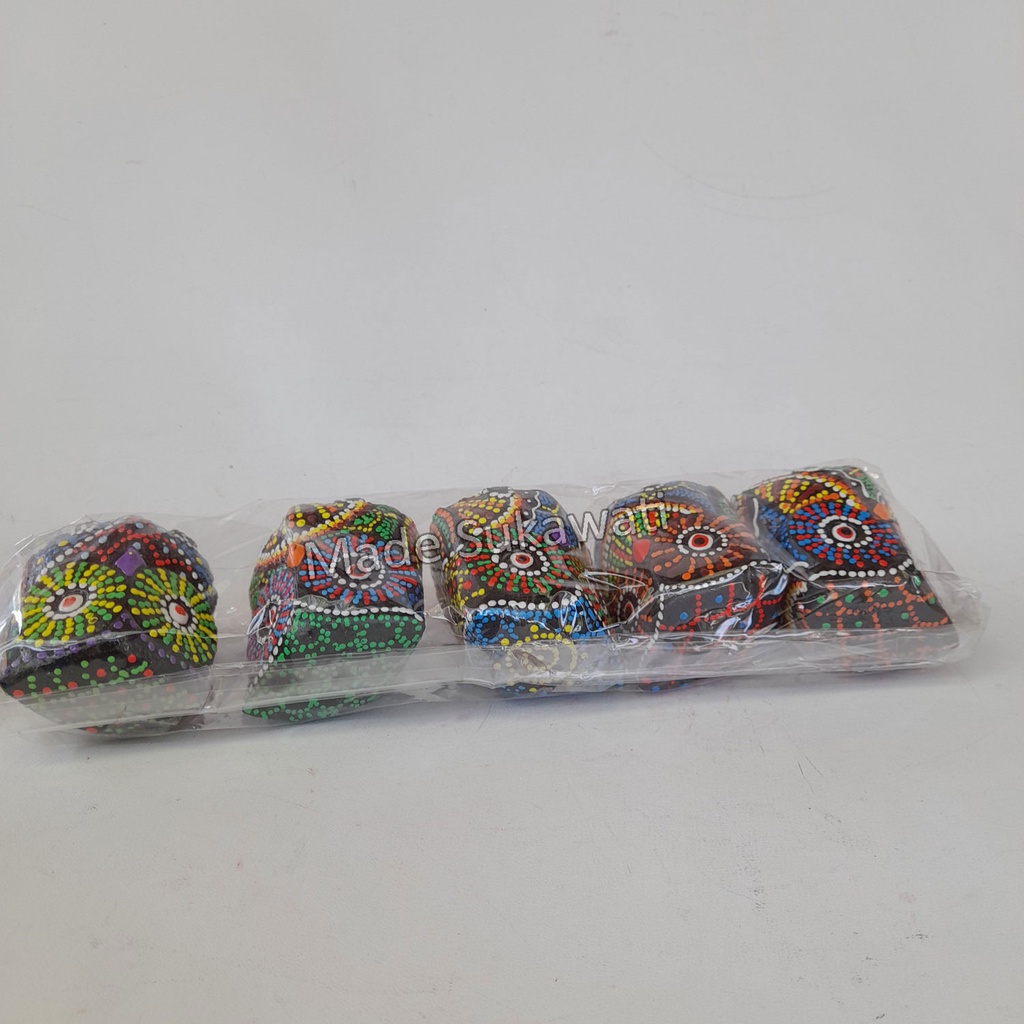 1 set isi 5pcs Pajangan patung burung hantu super mini 5cm bahan kayu