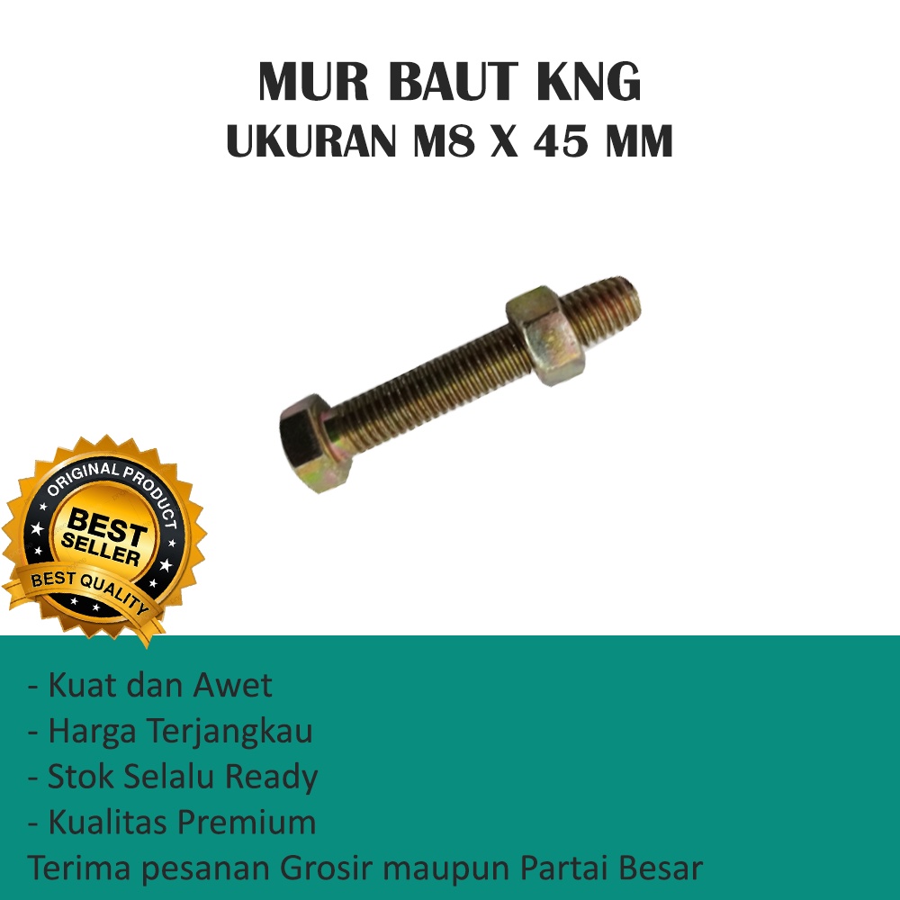 MUR BAUT UKURAN M8 X 45 MM KNG MURAH (HARGA PER 10 PCS)