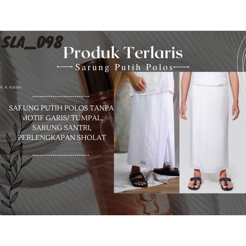 SARUNG PUTIH POLOS TANPA  MOTIF GARIS/ TUMPAL, SARUNG SANTRI, PERLENGKAPAN SHOLAT