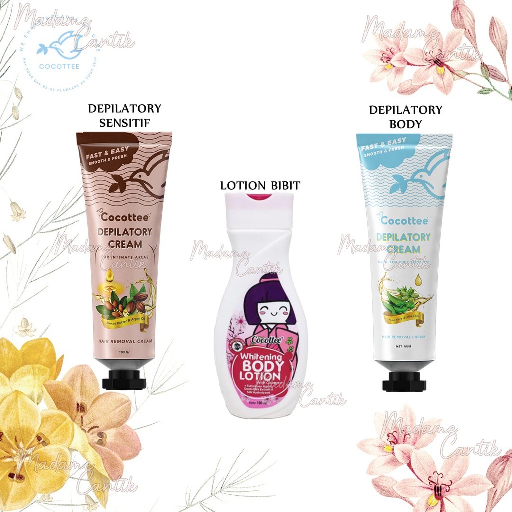 ✿ MADAME ✿ COCOTTEE DEPILATORY BODY CREAM - LOTION BIBIT PEMUTIH KRIM PERONTOK BULU BPOM