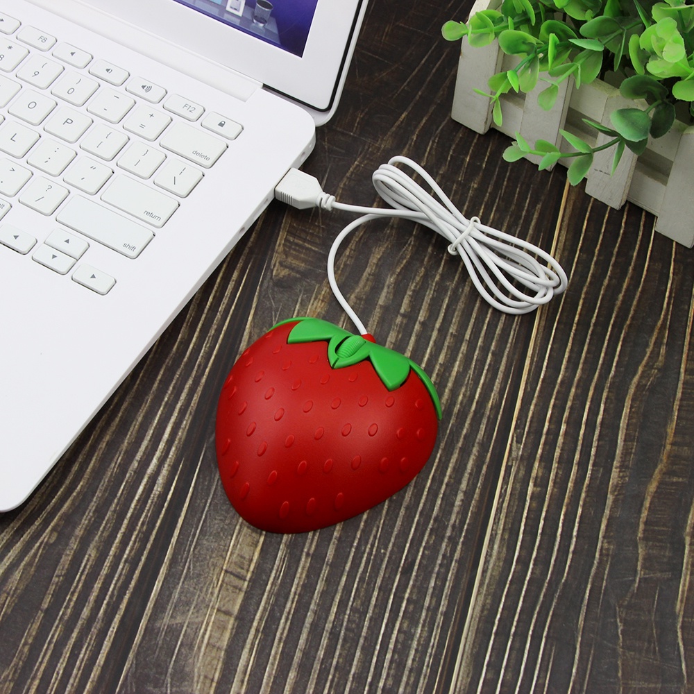 Mouse Wired Mouse Creative Cartoon Strawberry Shape Mouse Kabel DPI 800anak Belajar Mouse Komputer