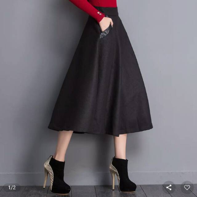 ROK PAYUNG PENDEK JUMBO| ROK PAYUNG POLOS | ROK KERJA | ROK PENDEK WANITA