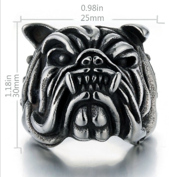 SEUSUK  Perhiasan Cincin Punk Vintage Retro Desain Bulldog untuk Pria