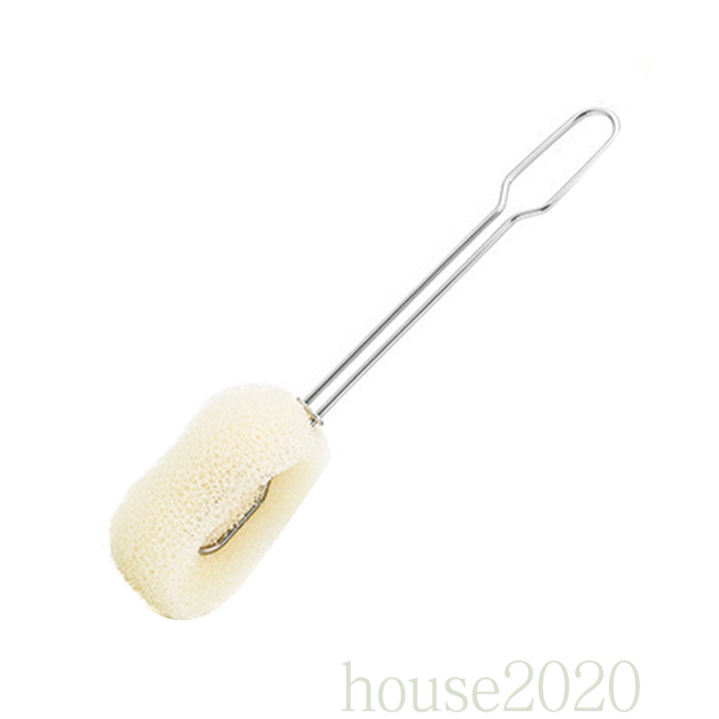 [HOUSE2020]Replaceable Sponge Cleaning Brush Stainless Stain Long Handle Cup Bottle Scrubber Washer Tool