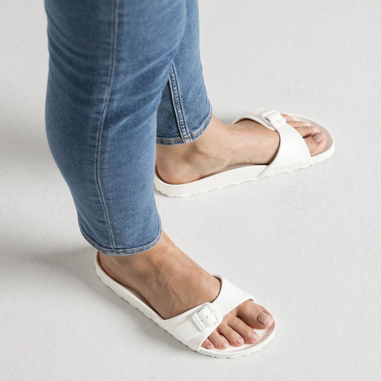 white birkenstock slides