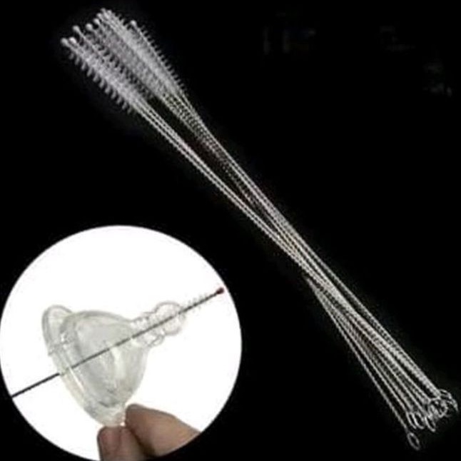 Sikat Pembersih Dot Bayi Sedotan Stainless Steel Brush Panjang Anti Karat