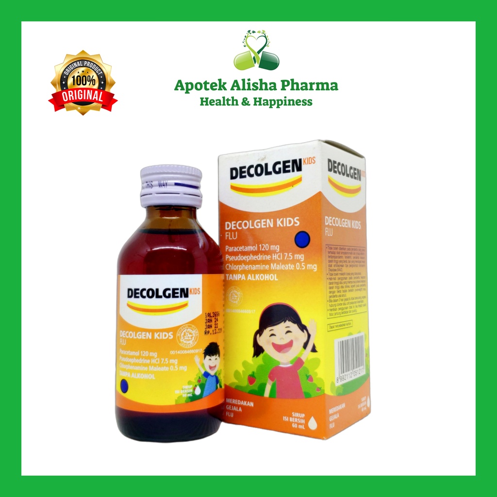 Decolgen Kids Flu Syrup 60ml-Decolgen Sirup Obat Flu/Pilek/Alergi/Panas/Demam Anak/Decolgen Anak Flu Sirup/Dekolgen Sirup