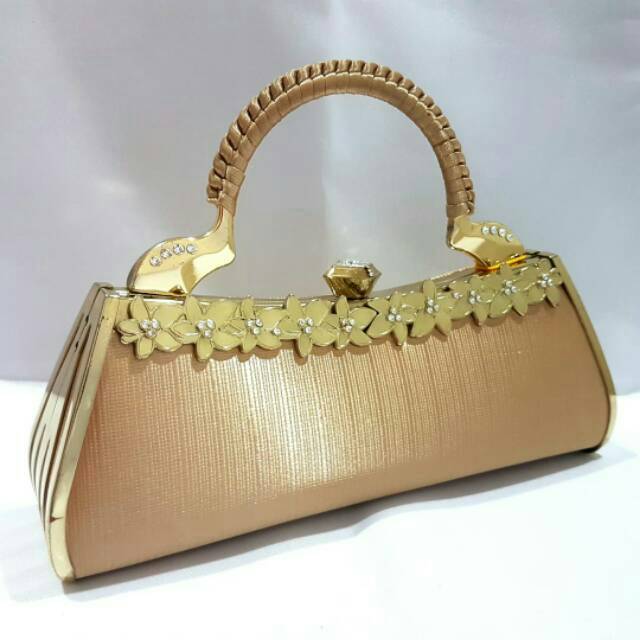 New! Clutch Pesta Farnell Cantik Bunga Permata Tas Kondangan Wanita Import 2605/2601