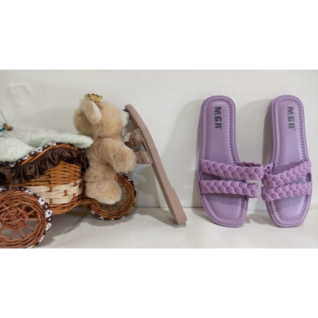 [BEST SELLER] Sandal Slop Wanita Kepang Ban 2 Cantik Mewah Import MGR Mokaya Morego Balance Breslin/ size 36-40 (2190)