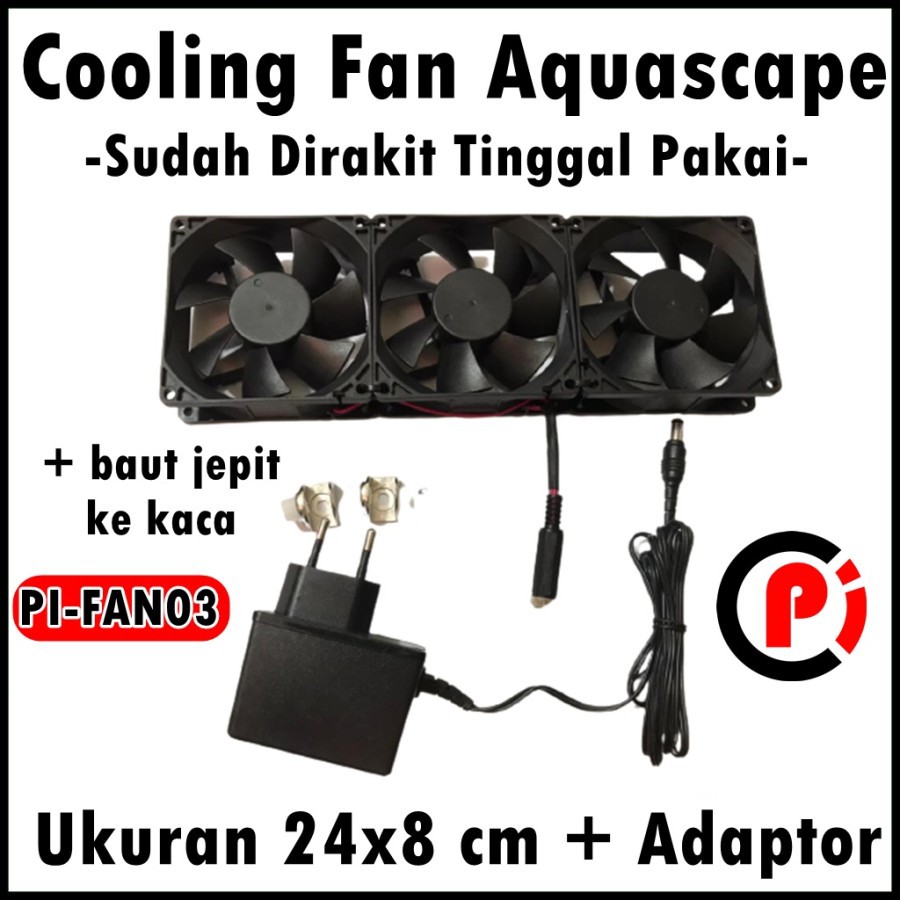 PI FAN03 Cooling 3 Fan Kipas Pendingin Aquarium Aquascape 24 x 8 cm