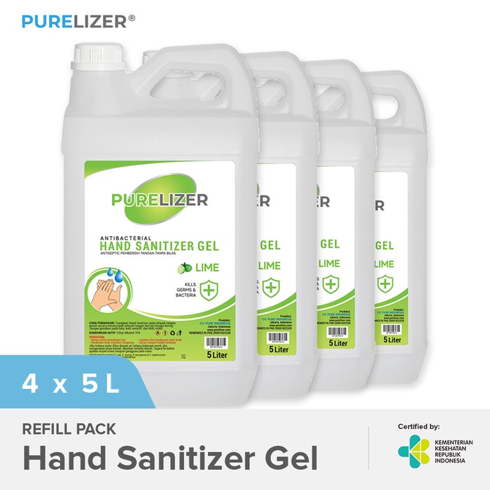 Hand Sanitizer Gel 20 Liter PURELIZER Refill Handsanitizer 5L x4 pcs