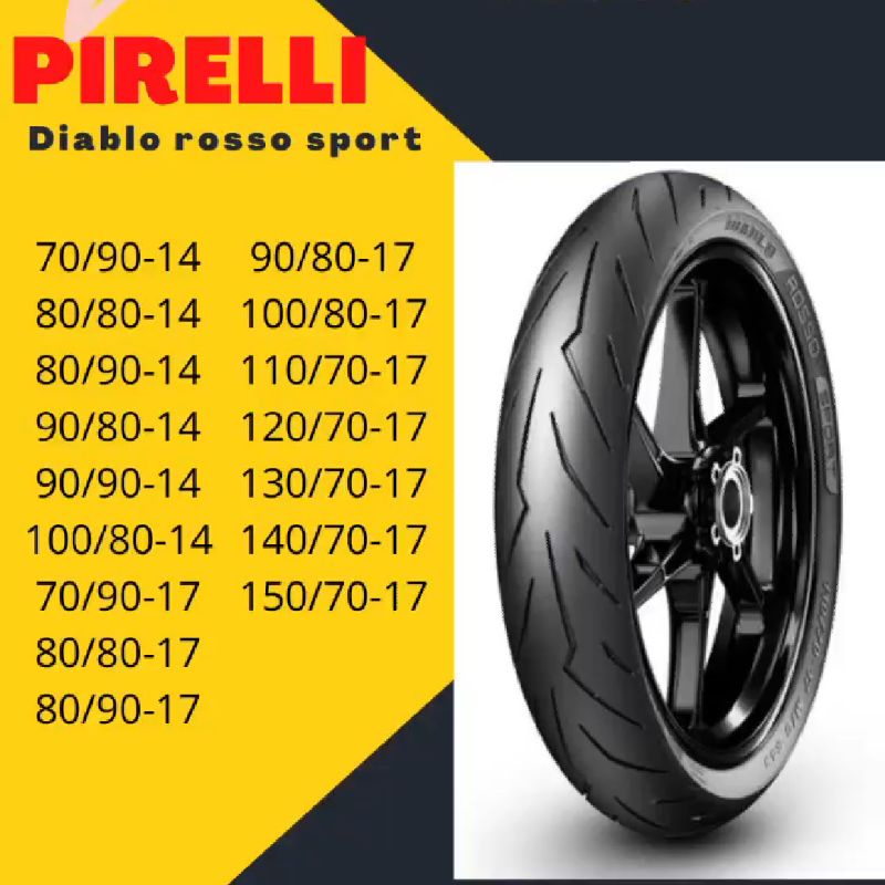 PIRELLI DIABLO CORSA II / ROSSO SPORT / SCOOTER / ANGEL CITY TUBELESS DEPAN BELAKANG BAN SOFT COMPOU