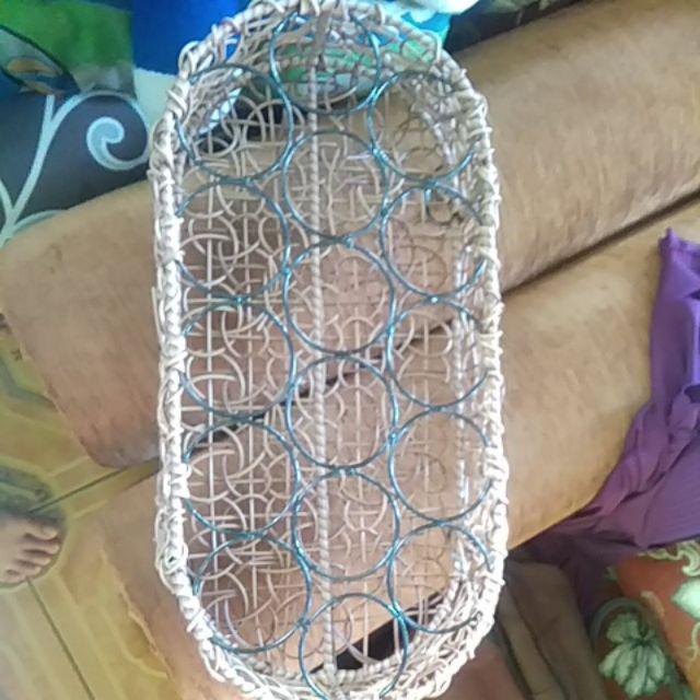 Keranjang Air Mineral / Tempat Aqua Gelas Rotan Sintetis Isi 16