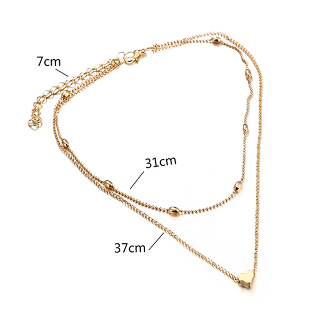 Hu Hu Hu Hu Hu Alat Bantu Pasang Kacamata♡ Kalung Choker Double Layer Adjustable Bahan Alloy Dengan Liontin Hati Untuk Wanita