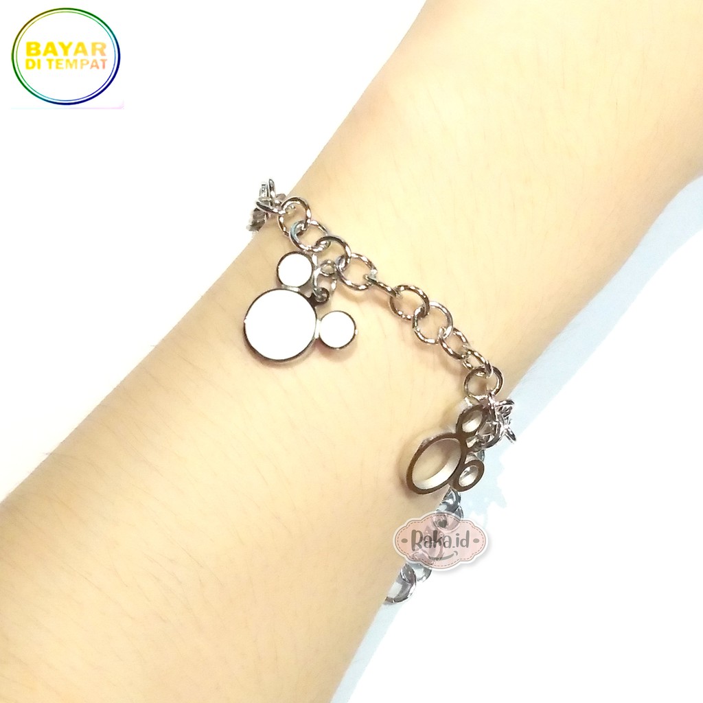 Raka Acc - Gelang Tangan Wanita Gelang Tangan TITANIUM Mickey Hitam Putih Perhiasan Wanita 316