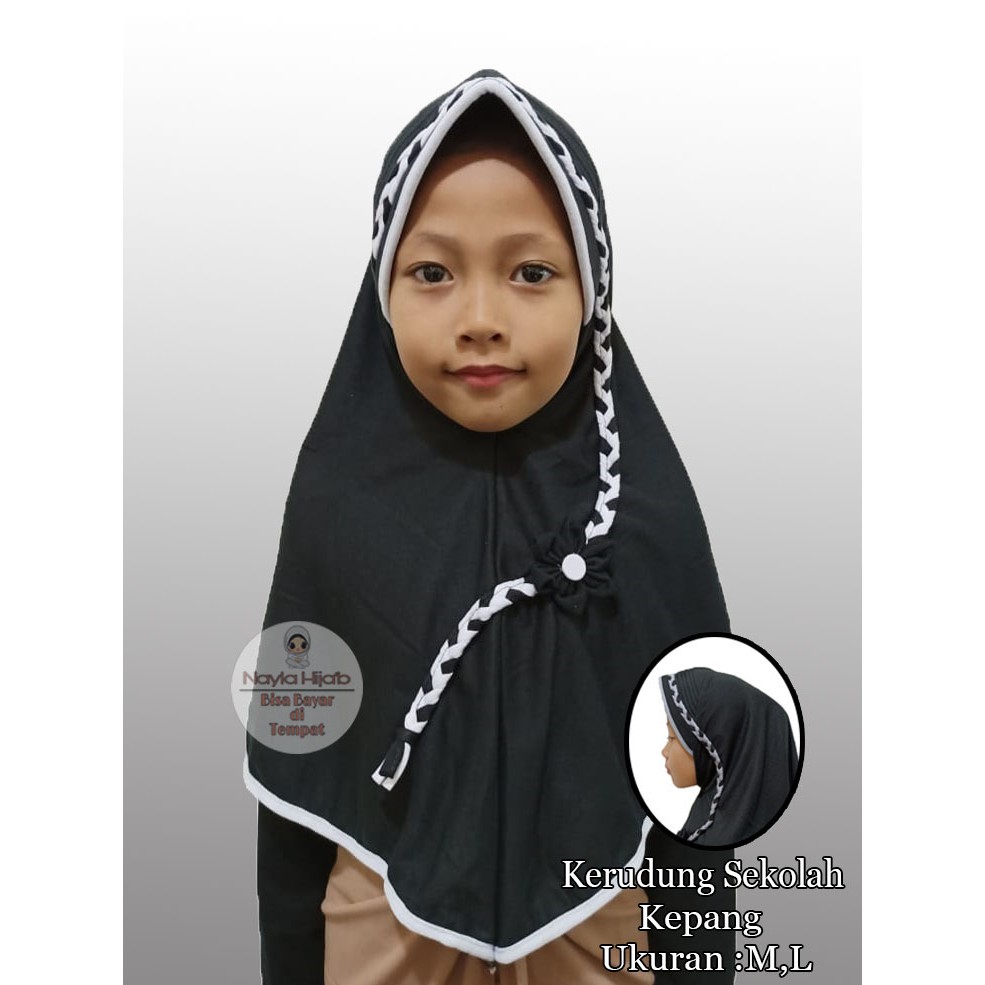 PROMO Kerudung Sekolah SD Kepang Jilbab Sekolah Anak Ukuran L Terbaru Nayla Hijab