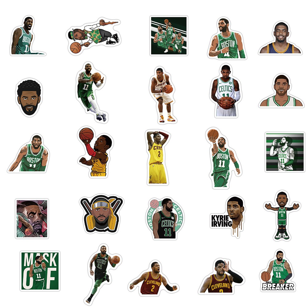50pcs Stiker Graffiti Nba Star Kyrie Irving Bahan Pvc Anti Air Untuk Laptophelm
