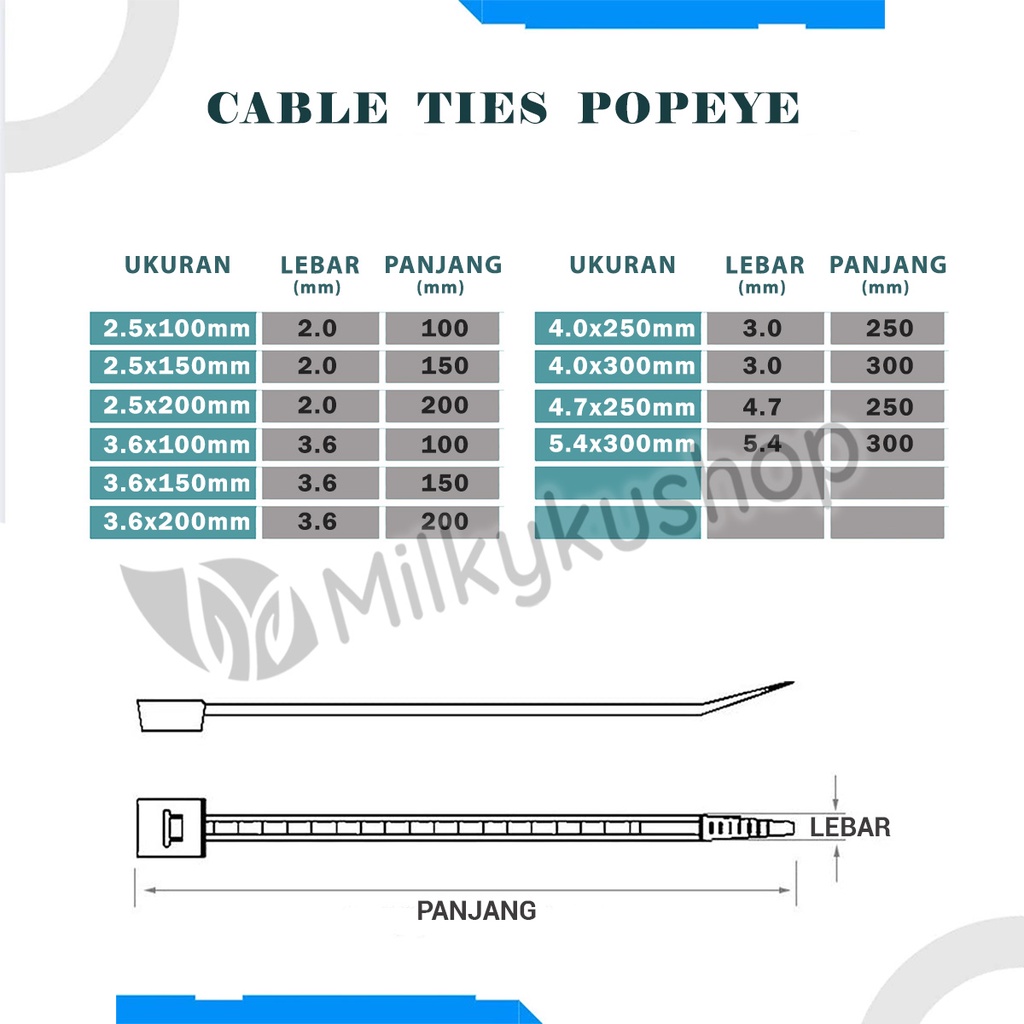 CABLE TIES NYLON STANDARD 3.6 X 200 MM KABEL TIS