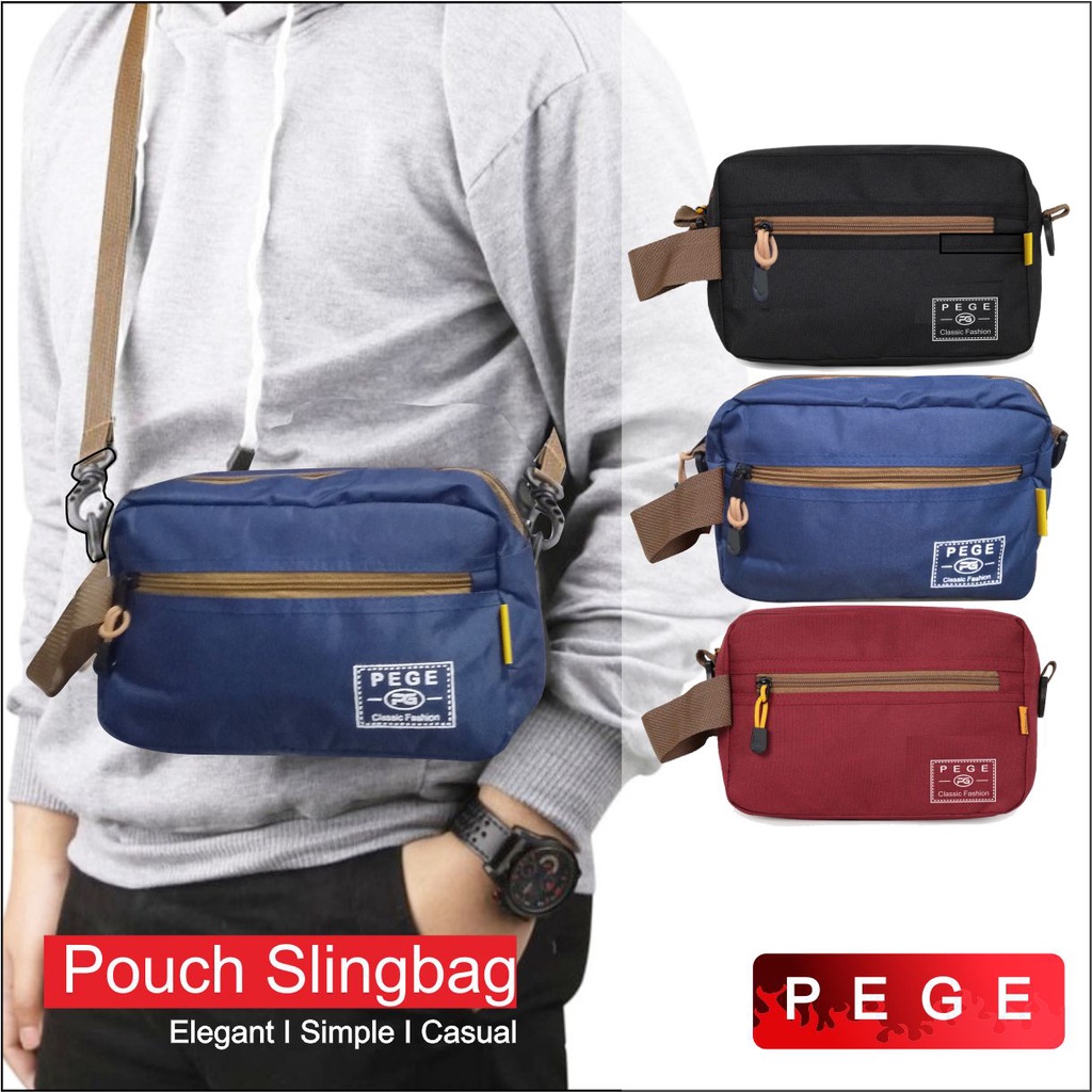 Tas selempang Bahu Pria Multifungsi Bisa Pouch Dan Slempang Slingbag Model Kasual Simpel - PG 8894