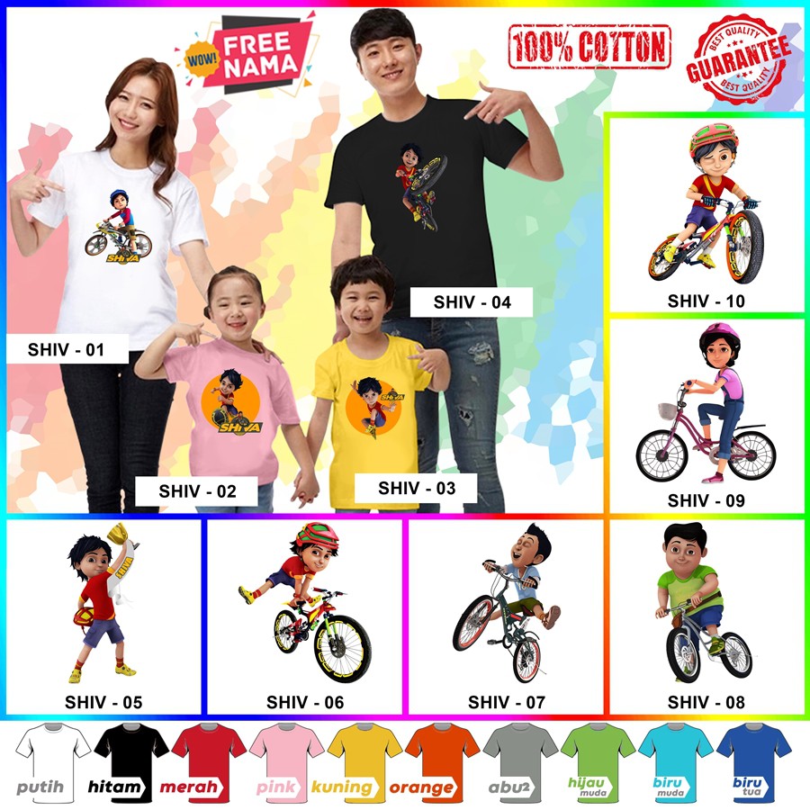 [FREE NAMA!!] Baju Kaos COUPLE  ANAK DAN DEWASA SEPEDA SHIVA / SHIVA CYCLE A THON BANYAK MOTIF