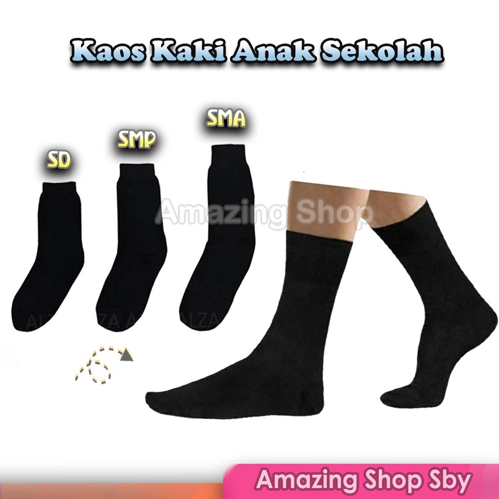 Kaos Kaki Hitam Anak Sekolah SD SMP SMA Kids Socks Murah Amazing Shop SBY