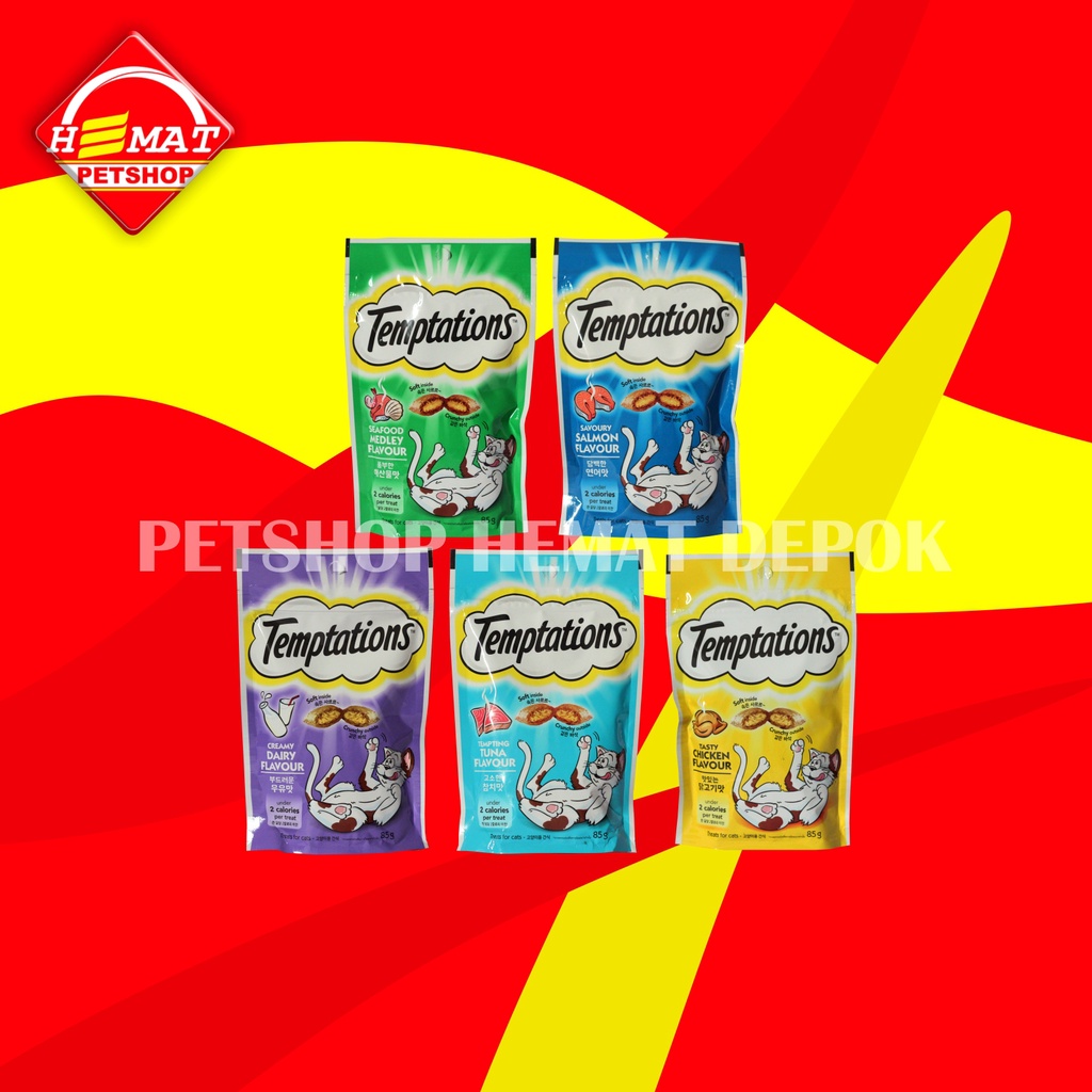 Snack Cemilan Kucing Temptations 85 gr cat food murah non meo sheba