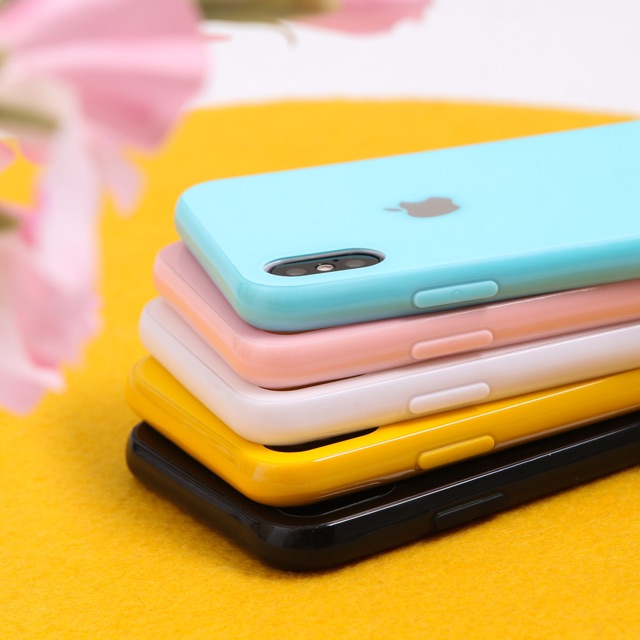 Macaron Softglass With Logo Case - Tempered Glass(1) for iPHONE 6 7 8 X XR XS 11 Pro Max