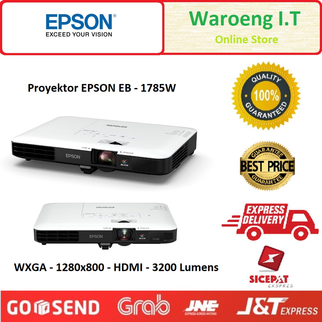 Proyektor Epson EB-1785W - Slim - WXGA - 1280x800 - HDMI - 3200 Lm - White