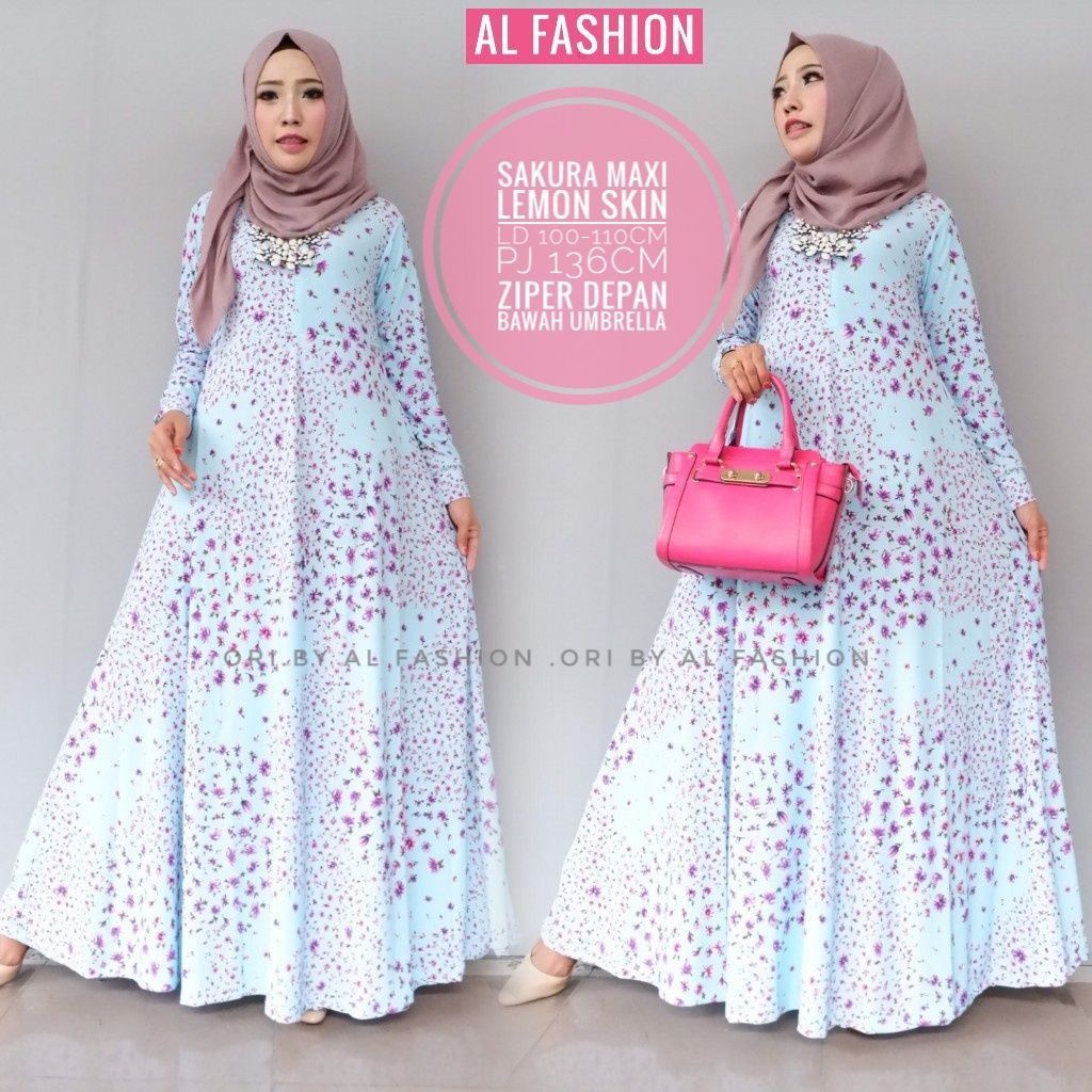 termurah/baju/dress/muslim/busana/kekinian/maxy sakura maxi blue ori by al 031117