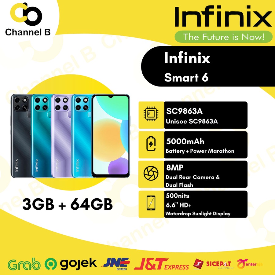 Handphone Infinix Smart 6 - Ram 3GB Rom 64GB - Garansi Resmi