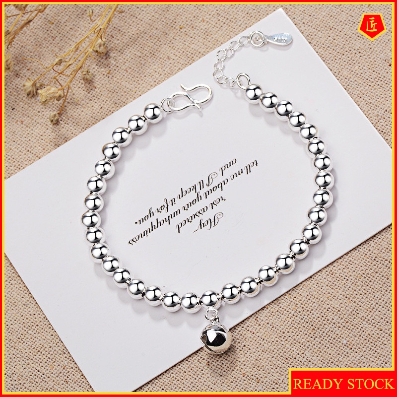 [Ready Stock]925 Silver Bell Beads Bracelet Simple Fashion